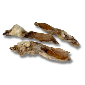 4Dogs Torkade kaninöron med päls ca 300 g
