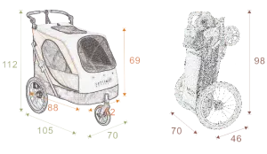 Hundvagn Skyline med avtagbart trimbord - grå/svart - Large