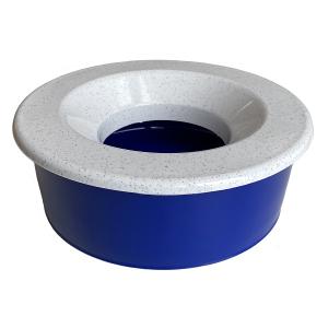 Akita non spill hundskål. Vattenskål i plast, mörkblå med gråmelerat lock.