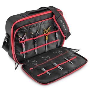 Artero Atenea förvaringsväska för hundsaxar, pälsverktyg mm. Svart med röda detaljer, 39x27x8 cm