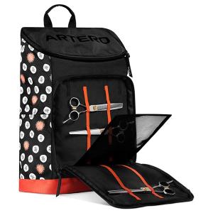 Artero Olympia Polka Dot ryggsäck för trim- och hundtillbehör, svart med röda och mönstrade detaljer