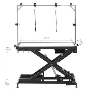 Artero Zen elektriskt höj- och sänkbart trimbord med justerbar LED-belysning, 125x65x29-107 cm.