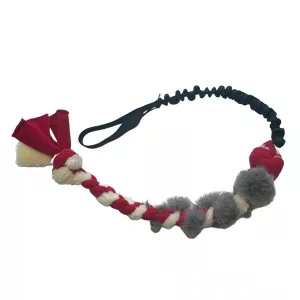 Bistos kampfläta med expander och kaninpäls - rödvit