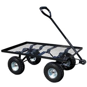 Burvagn med dragstång, svart metall, 90x60x21 cm