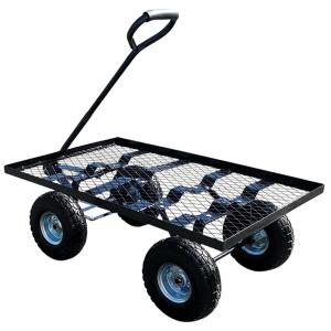 Burvagn med dragstång, svart metall, 90x60x21 cm