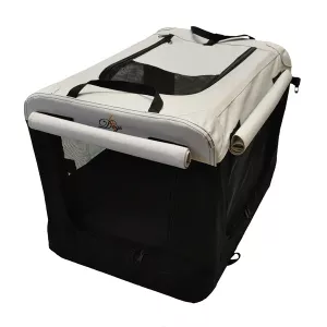 4Dogs Canvasbur med gardiner - Silvergrå