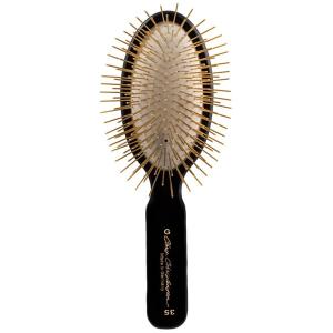 Chris Christensen Gold Series oval hundborste med 35 mm långa guldpläterade stålpiggar.