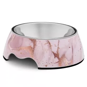 Hundskål Cloé i melamin, 400 ml – marmorerad rosa/rosé