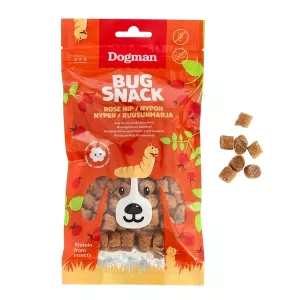 Dogman Bug Snack belöningsgodis med nypon - 80 g