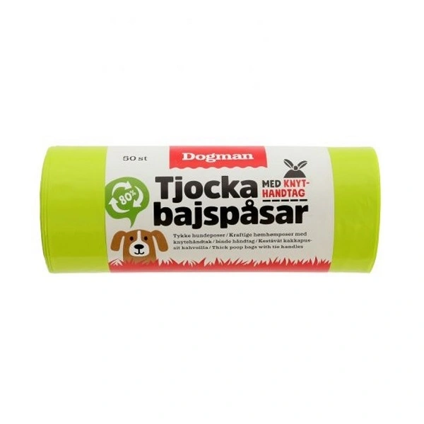 Dogman bajspåsar med knythandtag 50-pack - Lime