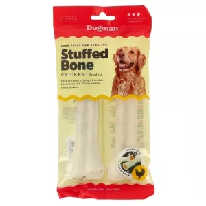 Dogman Stuffed bone tuggben fyllt med kyckling 2-pack - 160 g