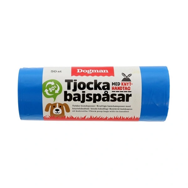 Dogman bajspåsar med knythandtag 50-pack - Blå