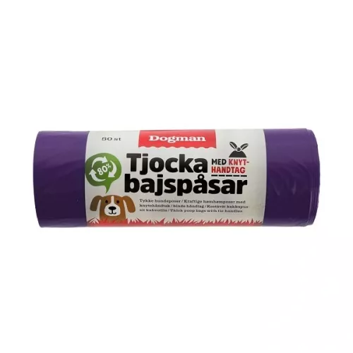 Dogman bajspåsar med knythandtag 50-pack - Lila