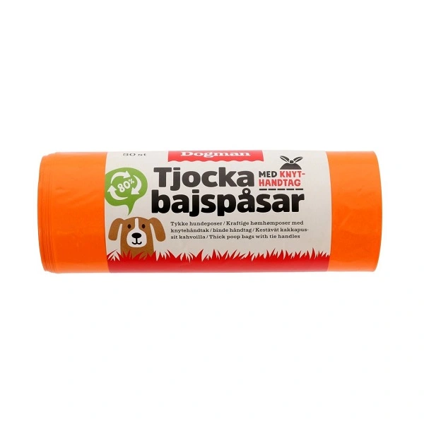Dogman bajspåsar med knythandtag 50-pack - Orange
