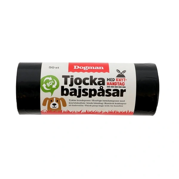 Dogman bajspåsar med knythandtag 50-pack - Svart