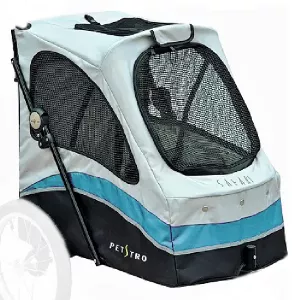 Extra överdrag till hundvagn Safari medium - Ljusgrå/turkos/svart