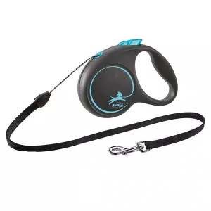 Flexikoppel Black Design SMALL med lina 5 meter - svart/blå