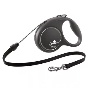 Flexikoppel Black Design MEDIUM med lina 5 meter - svart/grå