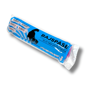 En förpackning med rosa hundbajspåsar i 50-pack