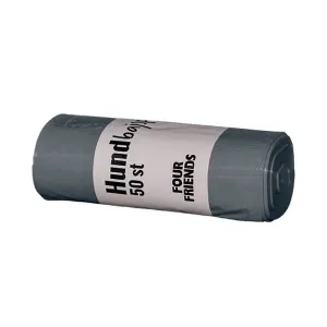 FourFriends bajspåsar utan knythandtag. Hundpåsar i kraftig plast för hundar i alla storlekar. 50-pack. Grå.