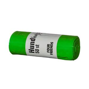 FourFriends bajspåsar utan knythandtag. Hundpåsar i kraftig plast för hundar i alla storlekar. 50-pack. Grön.