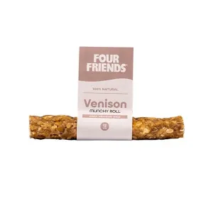 FourFriends Natural Chews Munchy Roll Tuggben med råhud från hjort. 12 cm.