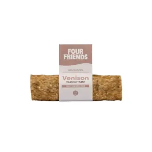 FourFriends Natural Chews Munchy Tube, ihåligt tuggben i unik tub-form, med mald råhud från hjort. 12 cm.