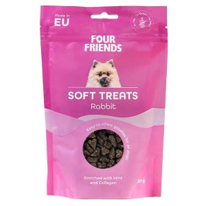 FourFriends Soft Treats Rabbit hundgodis med kanin. Lättdelat och smakrikt godis för hund. Ursprung EU. 200 gram.