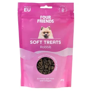 FourFriends Soft Treats Rabbit hundgodis med kanin. Lättdelat och smakrikt godis för hund. Ursprung EU. 200 gram.