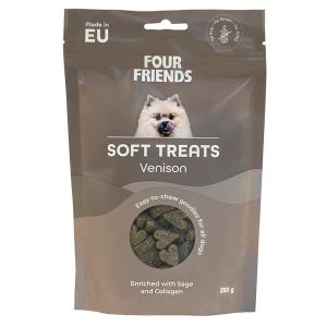 FourFriends Soft treats Venison med hjort. Mjukt, lättdelat hundgodis med ursprung EU. 200 gram.