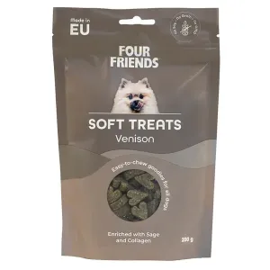 FourFriends Soft treats Venison med hjort. Mjukt, lättdelat hundgodis med ursprung EU. 200 gram.