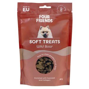FourFriends Soft treats Wild Boar med vildsvin. Mjukt, lättdelat hundgodis med ursprung EU. 200 gram.