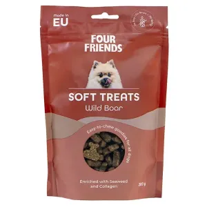 FourFriends Soft treats Wild Boar med vildsvin. Mjukt, lättdelat hundgodis med ursprung EU. 200 gram.