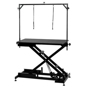 TE808 ECO Black, elektriskt höj- och sänkbart trimbord. Svart underrede och svart bordsskiva, H-galge medföljer. 105x60x29-107 cm