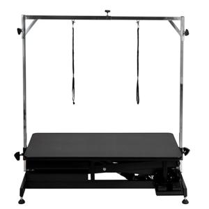 TE808 ECO Black, elektriskt höj- och sänkbart trimbord. Svart underrede och svart bordsskiva, H-galge medföljer. 90x60x29-107 cm