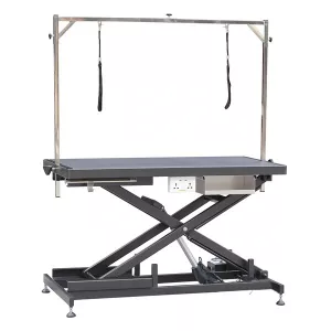 Elektriskt höj- och sänkbart trimbord med trimgalge, längd 125 cm