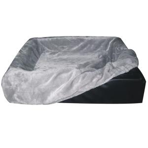 Grått plyschöverdrag till hundbädd i galon, exempelvis BIA-bädd, 70x60 cm