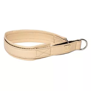 Gustaf & Evita Hundhalsband Beige - halvstryp läder