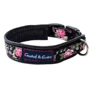 Gustaf & Evita hundhalsband Svart ros