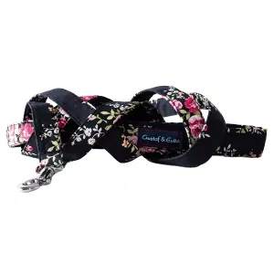 Gustaf & Evita hundkoppel Svart ros - bredd 1,5 cm