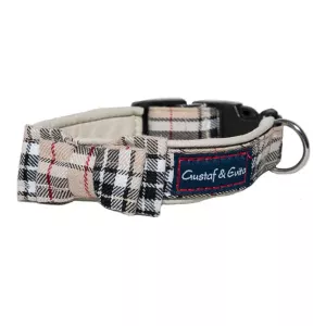 Gustaf & Evita hundhalsband Ruta med rosett