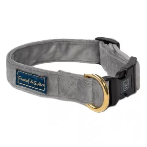 Gustaf & Evita Sammet hundhalsband - grå
