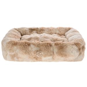 Hundbädd Lyxa, melerad supermjuk ljus plysch, avtagbart överdrag.  Yttermått 90x70x20 cm.