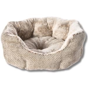 Hundbädd i beige, supermjuk plysch, yttermått ca 45x40x 16 cm