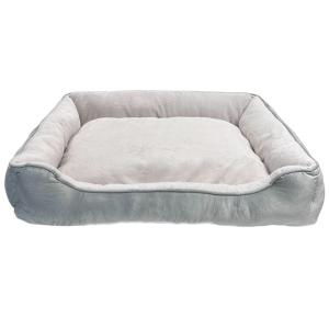 Hundbädd i supermjuk plysch. Ljusgrå utsida och vintervit insida. 90x69x19 cm.