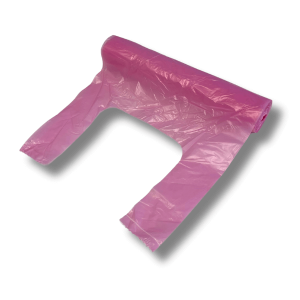 Rosa hundbajspåsar i en rulle om 50 stycken