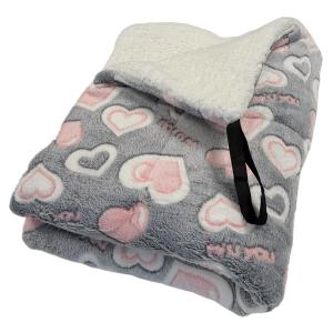 Ergosoft hunddyna grå med rosa och vita hjärtan, finns i flera storlekar