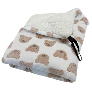 Ergosoft hunddyna vit med bruna nallar, finns i flera storlekar