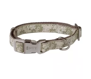 Hundhalsband Flora läderlook ställbart - Beige