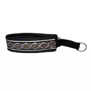 Hundhalsband halvstryp neopren - svart/guld/silver